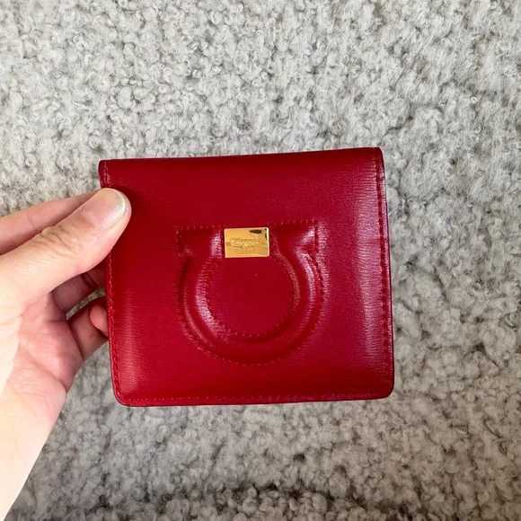 Salvatore Ferragamo Gancini City French Wallet in Lipstick Red - Picture 3 of 10